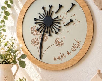 Make A Wish Mickey Dandelion Frame, Mickey Home Decor, Floral Mickey home