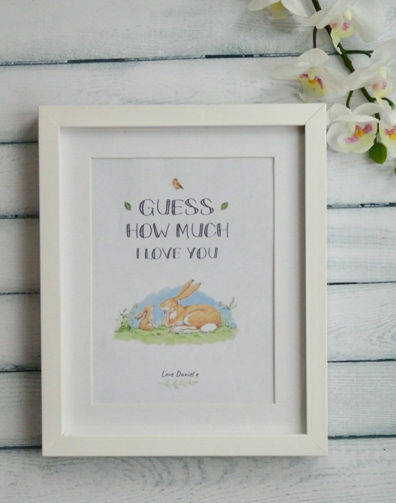 Guess How Much I Love You Personalised Quote Picture Nursery Print UNFRAMED