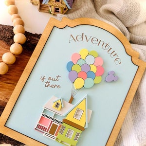 Adventure Is Out There UP Movie Inspired Sign, PIXAR UP, Carl and Ellie Decor, Up home decor, Disney home Decor