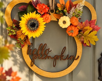 Hello Pumpkin Mickey Wreath, Autumn wreath