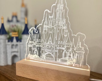 WDW Disney Castle light up sign, Disney night light, Disney Home Decor, Disney Castle Decor, Disney Castle light