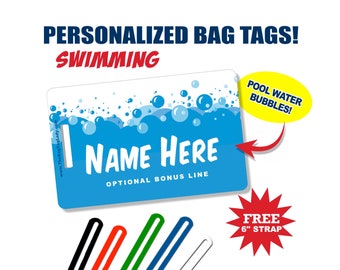 SWIM Bag Tag • "Eat My Bubbles!" •  For the Swimmer • Luggage, Backpacks, Swim Gear Bags