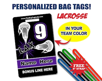 LACROSSE Bag Tag • Personalized • Player Name • Jersey Number • Team Name • Made to Order • Athlete • Coach • Luggage, Backpacks, Gear Bags