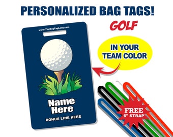 GOLF Bag Tag • Personalized • Player Name  • Team Name • Made to Order • Athlete • Coach • Luggage, Backpacks, Gear Bags