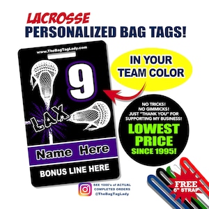 Personalized Lacrosse Bag Tag: Player Name, Number, Team