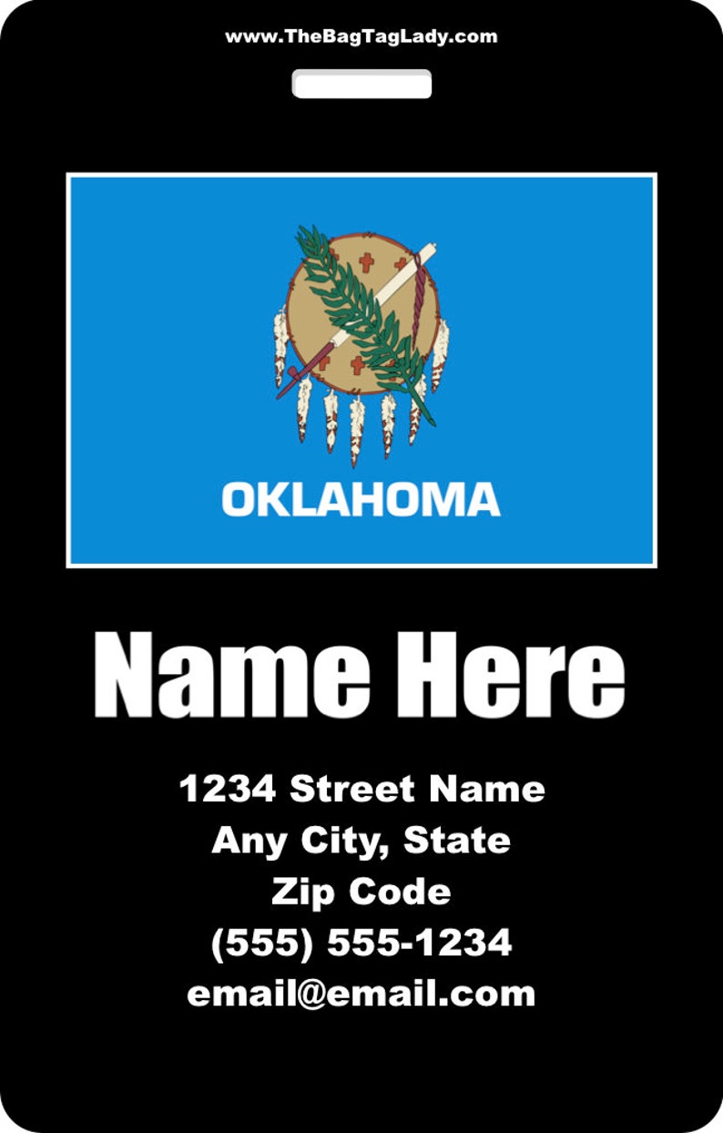 OKLAHOMA State Flag Luggage Tag Bag Tag ID Tag Free Etsy
