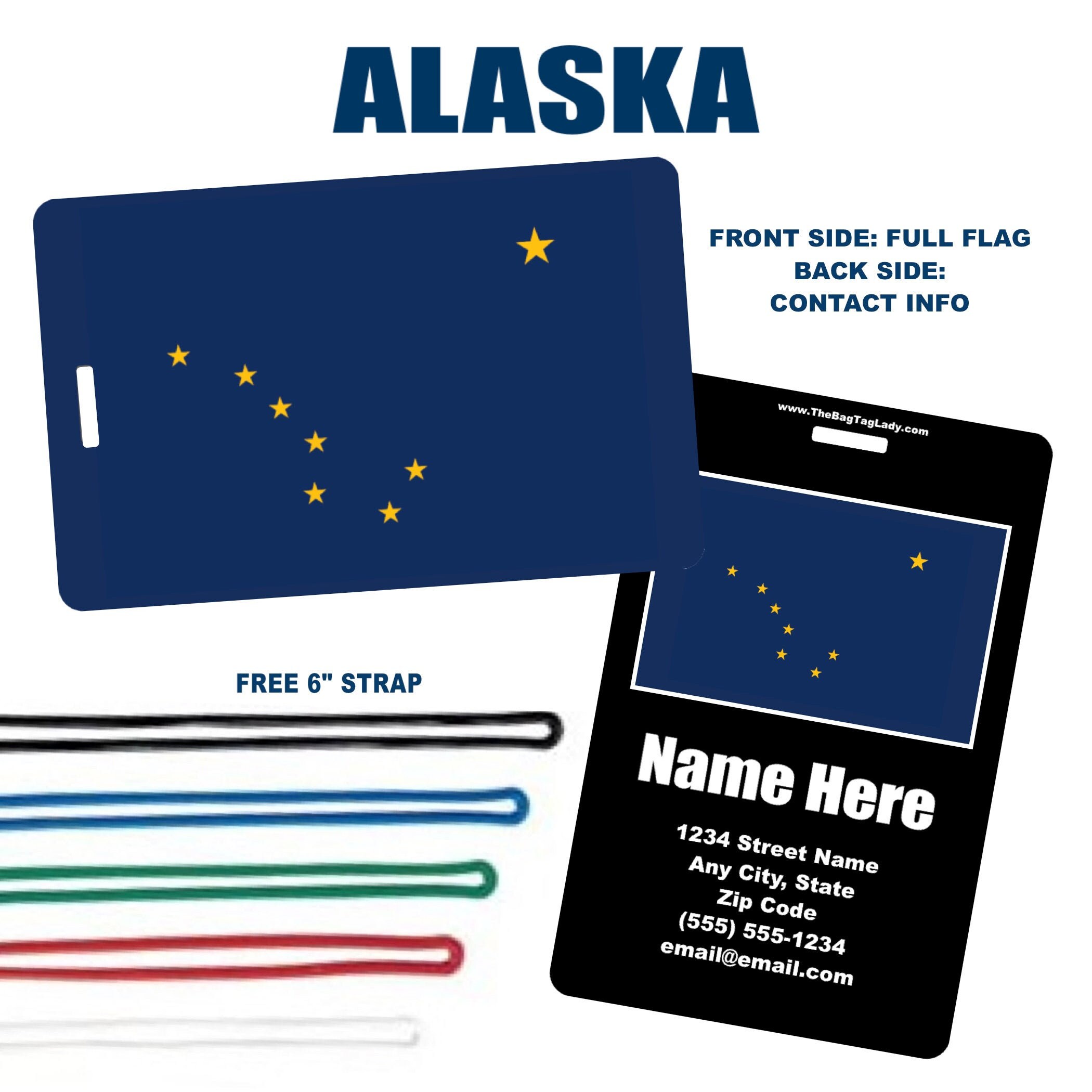 ALASKA State Flag Free Personalizaton Luggage Tag Bag Etsy