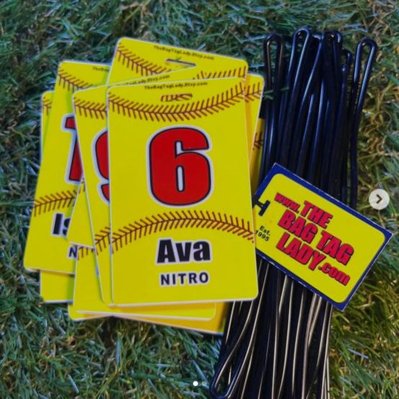 Personalized Softball Bag Tag: Jersey Number, Player Name, Team Color image 7