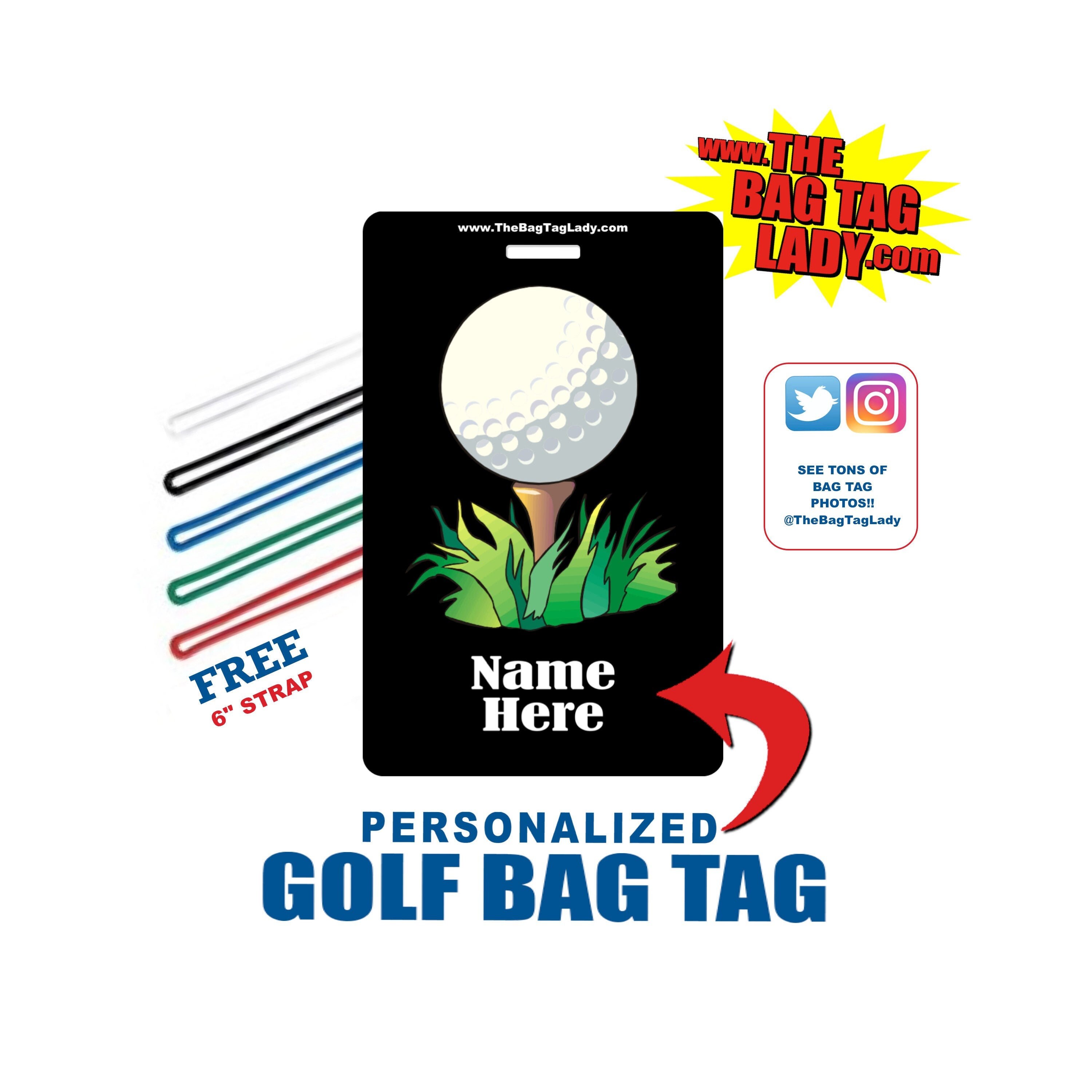 GOLF Bag Tag Free Personalizaton Free 6 Colored PVC | Etsy