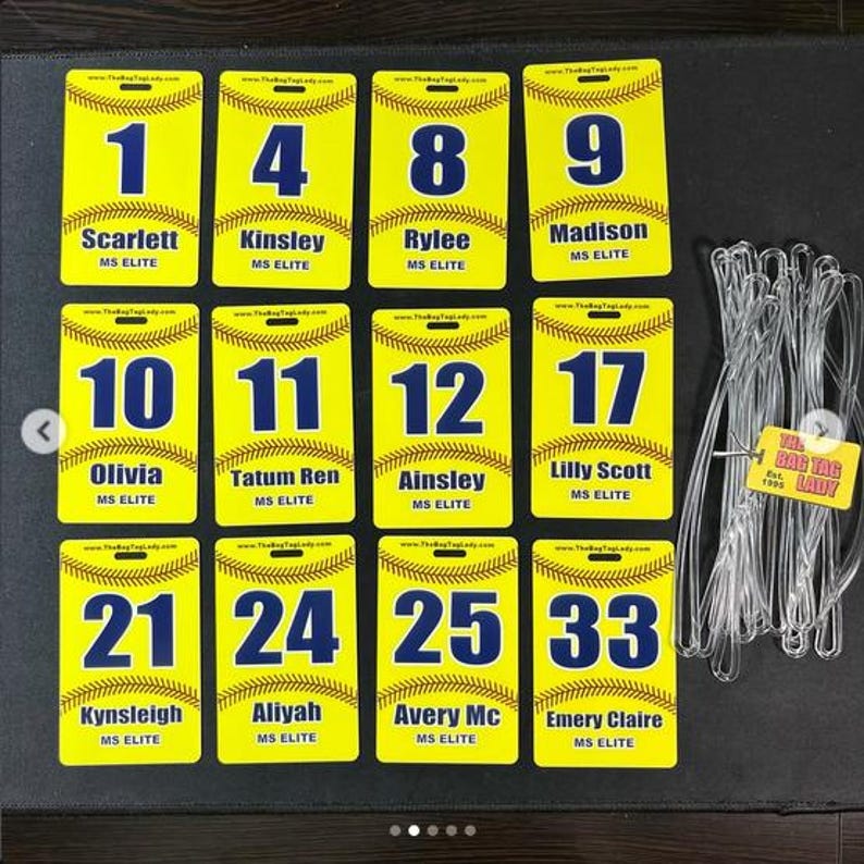 Personalized Softball Bag Tag: Jersey Number, Player Name, Team Color image 6