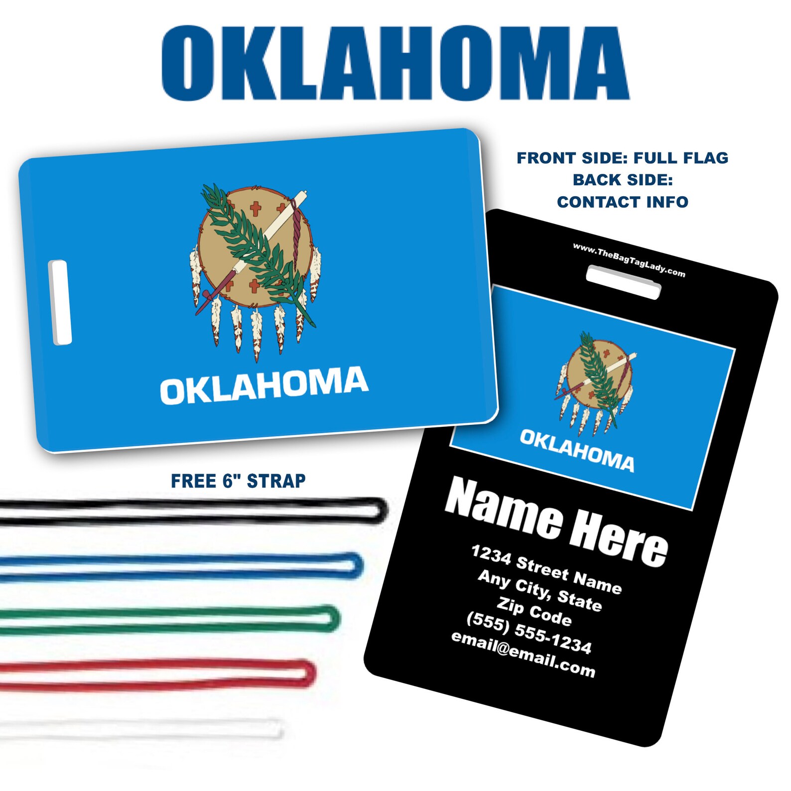 OKLAHOMA State Flag Free Personalizaton Luggage Tag Etsy