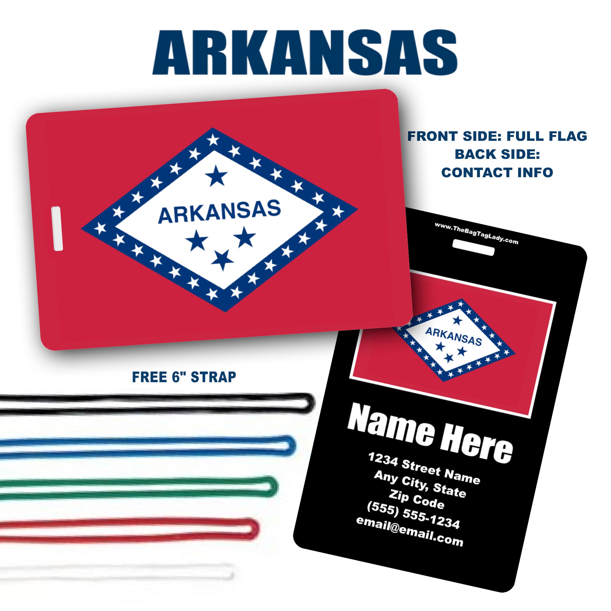 ARKANSAS State Flag Free Personalizaton Luggage Tag Etsy