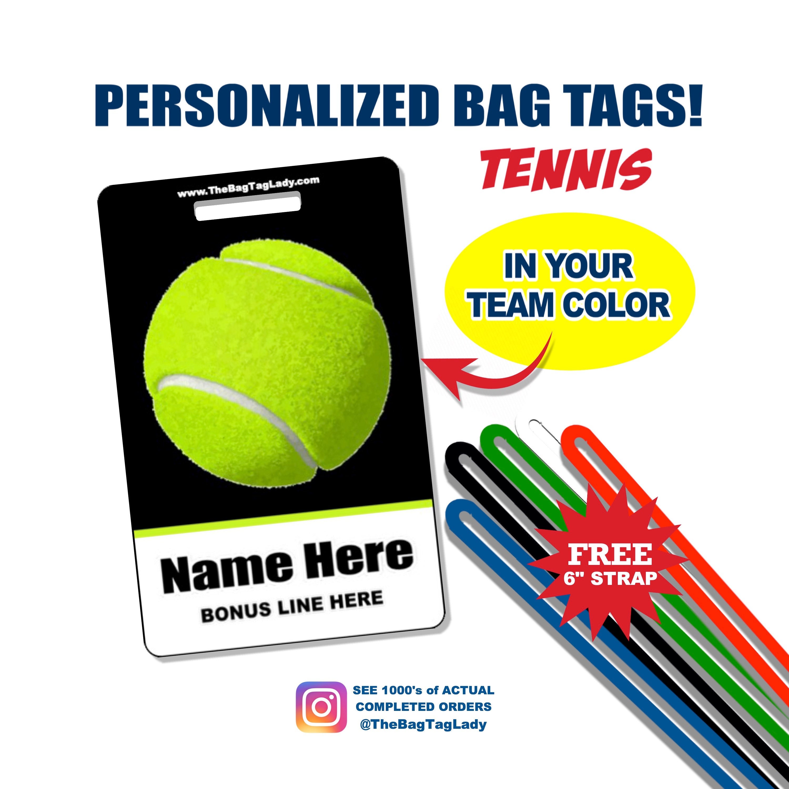 Tennis Luggage & Bag Tag | Crossed Tennis Rackets | Custom Info on Back |  Medium | Navy