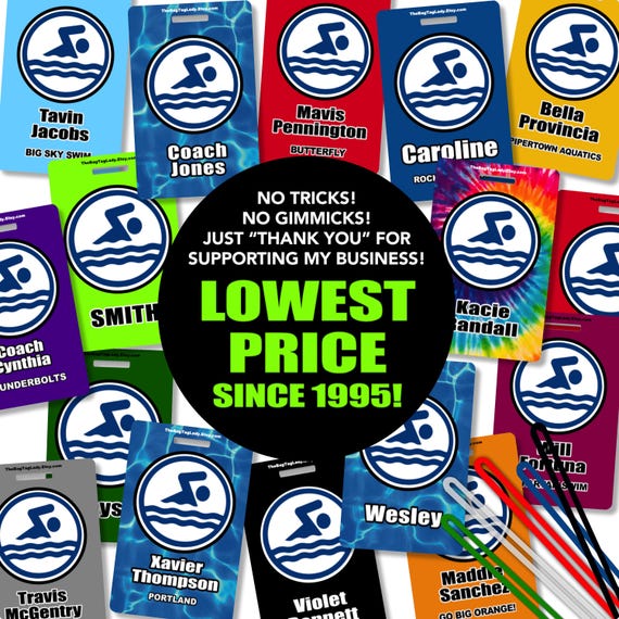 Personalized Swim Bag Tag: Swimmer Name, Team Name