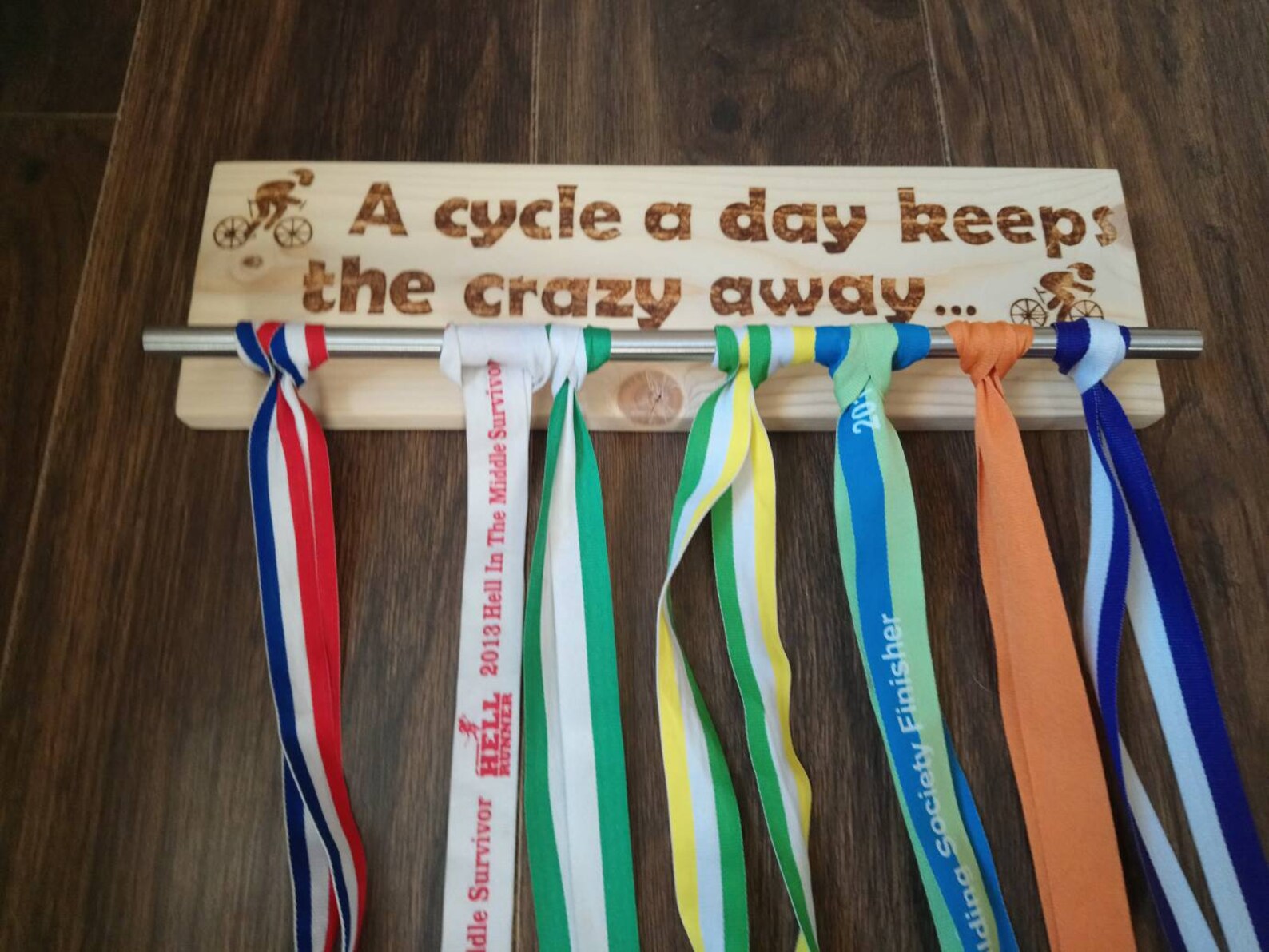 Cycling Medal Hanger Wooden Medal Display a Cycle a Day Etsy