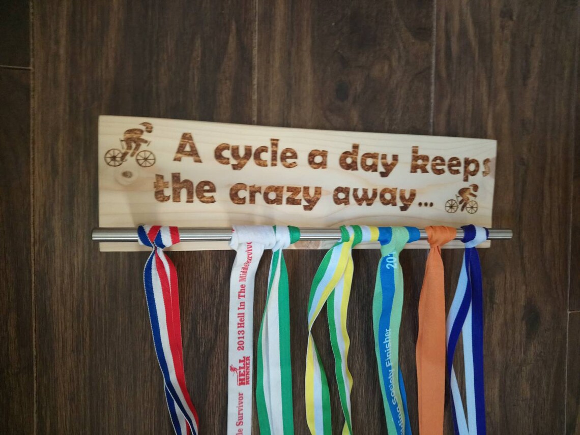 Cycling Medal Hanger Wooden Medal Display a Cycle a Day Etsy Australia