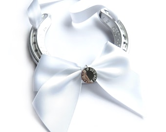 Personalised Wedding Horseshoe, Engraved Lucky Charm, Bride Groom Gift, Something Blue Keepsake