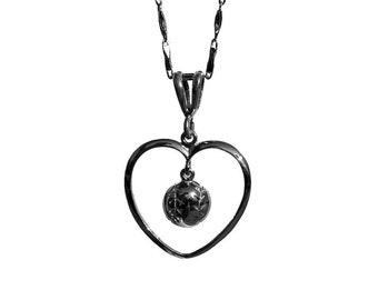 Baseball Heart Sterling Silver Necklace