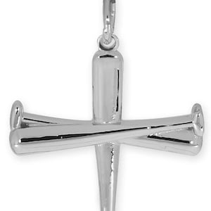 Baseball Bats Cross Pendant - Sterling Silver