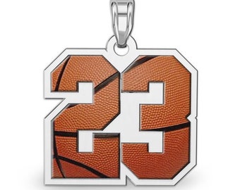 Basketball Number Charm / Pendant - Sterling Silver