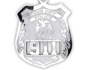 Customized Police Badge Number and Department Pendant - Sterling Silver