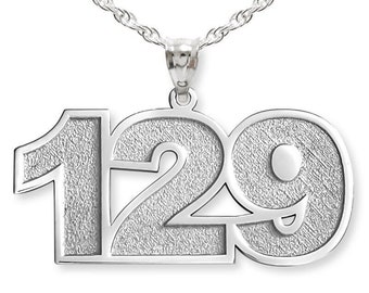 Sports Jewelry Gift - Sterling Silver Custom Pendant with 3-Digit Number