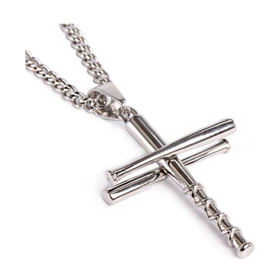 Baseball Jewelry Gift Sterling Silver Baseball Bats Cross