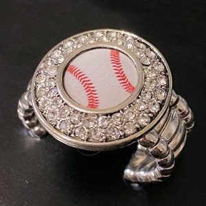 White Baseball Stretchy Ring