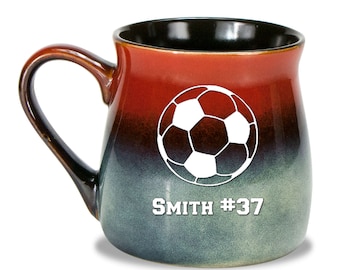 Engraved Soccer Coffee Mug - Personalized Sports Gift - Lots of Options and Designs!