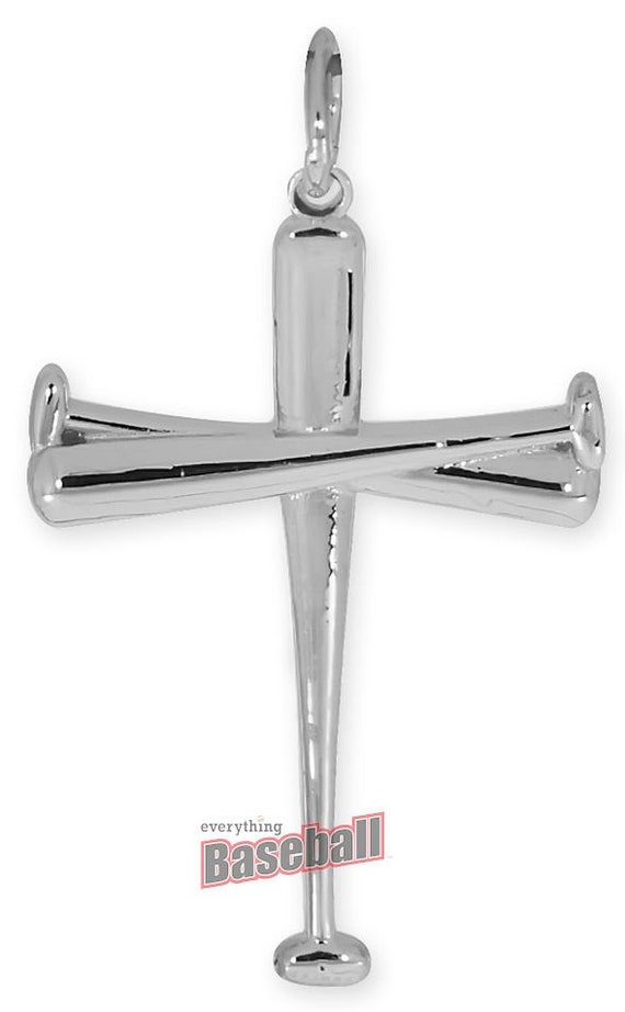 Baseball Bats Cross Pendant Sterling Silver Etsy