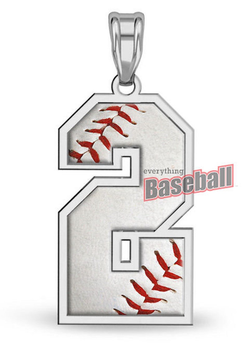 Baseball Number Charm Pendant Sterling Silver