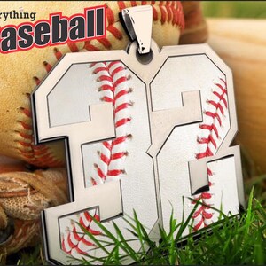 Baseball Number Charm / Pendant - Sterling Silver