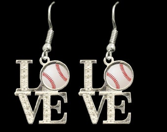 Baseball Love Dangle Earrings