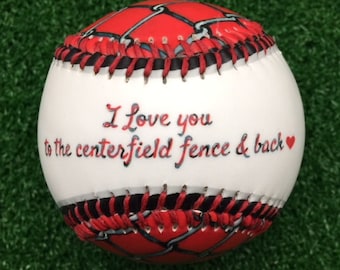 I Love You to The Centerfield Fence and Back Gift Baseball with Ball Cube