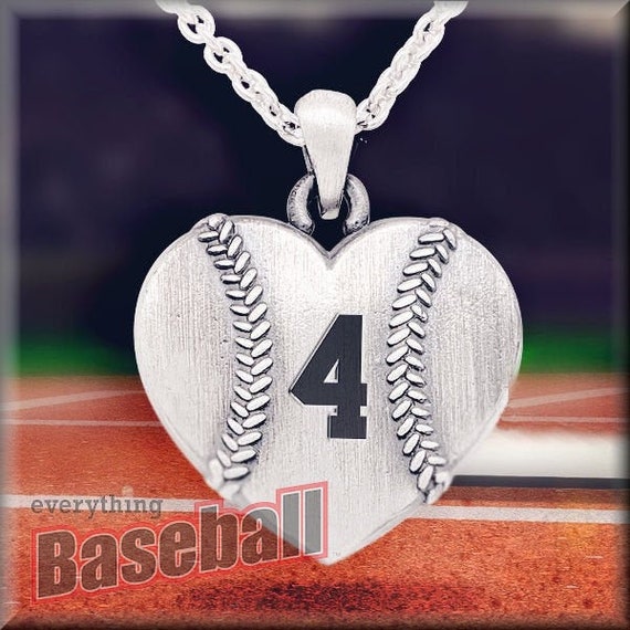 Sterling Silver Heart Shaped Baseball Number Pendant With 18