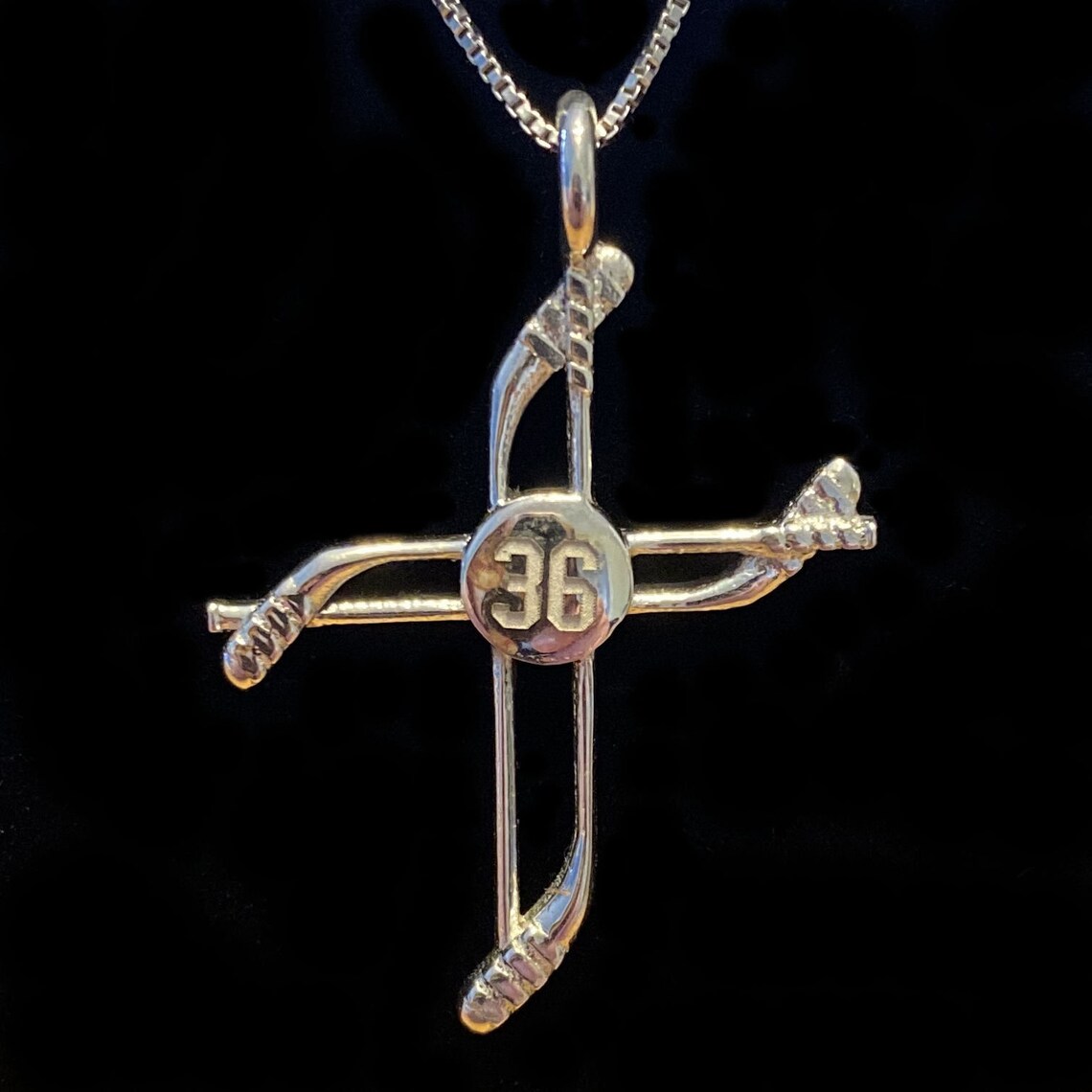 thumbnail image 2 of Jewellerybox 925 Sterling Silver Hockey Stick Pendant Necklace – 14-32 Inch Adjustable Chain 2 of 3