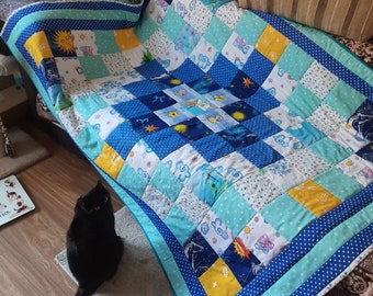 Teen Blanket Quilt Personalized Gift Handmade Blanket throw blanket Quilted bedspread vintage Solar cottagecore style holiday gift