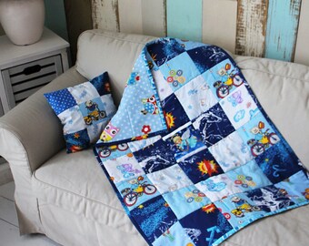 Personalized Baby Shower Gift Set baby blanket Patchwork  baby Quilt Cute baby play mat Handmade cotton For crib embroidered Angel & Pillow