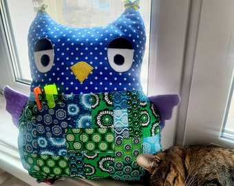 Decorative pillow with pocket gift for baby Soft cute Owl toy pillow bedroom decor Holiday pillow  baby handmade  nice bag as packaging