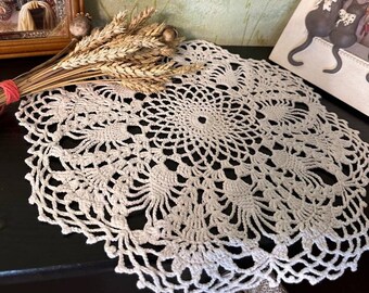 Coffee Table Decor gift for mother Round Tablecloth Home decoration Lace crochet doily Vintage placemat  14" Handmade napkin  with packaging