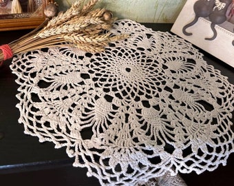 Coffee Table Decor gift for mother Round Tablecloth Home decoration Lace crochet doily Vintage placemat  14" Handmade napkin  with packaging