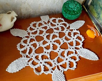 Vintage Lace Crochet Round Tablecloth Gift for her, Napkin Handmade  16" Coffee Table Decor  Home decoration Placemat with packaging