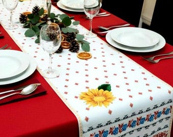 Camino de mesa floral de regalo para madres, adorno de algodón con estampado de girasoles, decoración de cocina de estilo rústico ucraniano Rushnyk