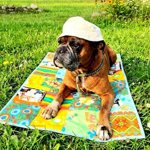 Colorful Patchwork Dog Mat, Handmade Pet Travel Quilt, Baby Play Mat