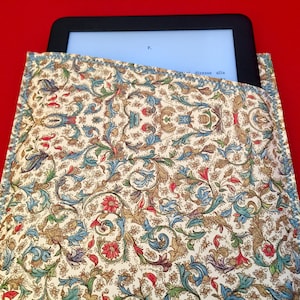 Custodia per Kindle 6 Touch in Ecopelle, Custodia Kobo Nia Fatta a Mano, Copertina per Lettore di E-book, Carta Fiorentina, Modello Azzuro