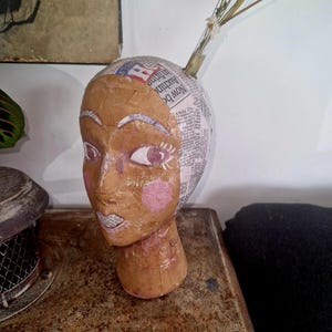 Mannequin head /vintage mannequin head /wig mannequin /paper mache/headphone display/fascinator display/handpainted mannequin head