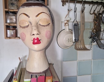 Mannequin head /vintage mannequin head /wig mannequin /headphone display/fascinator display/handpainted mannequin head/hat display/ hats