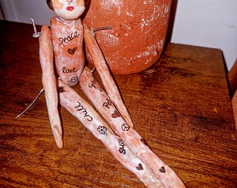 Muñeca de cerámica / Muñeca adorable / Títere de muñeca / Títere / Muñeca con brazos y piernas articulados / Estatua de vibras positivas / Muñeca hecha a mano