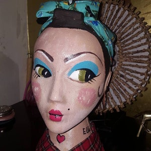 Vintage style mannequin head / head display/handpainted mannequin head / wig display / hat display /hat stand /Headphone display/