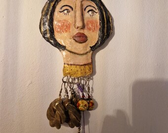 Figura de cerámica estilo art déco de los años 20 / expositor de pendientes / expositor de joyas / placa de pared / figurita / soporte para joyas / art déco